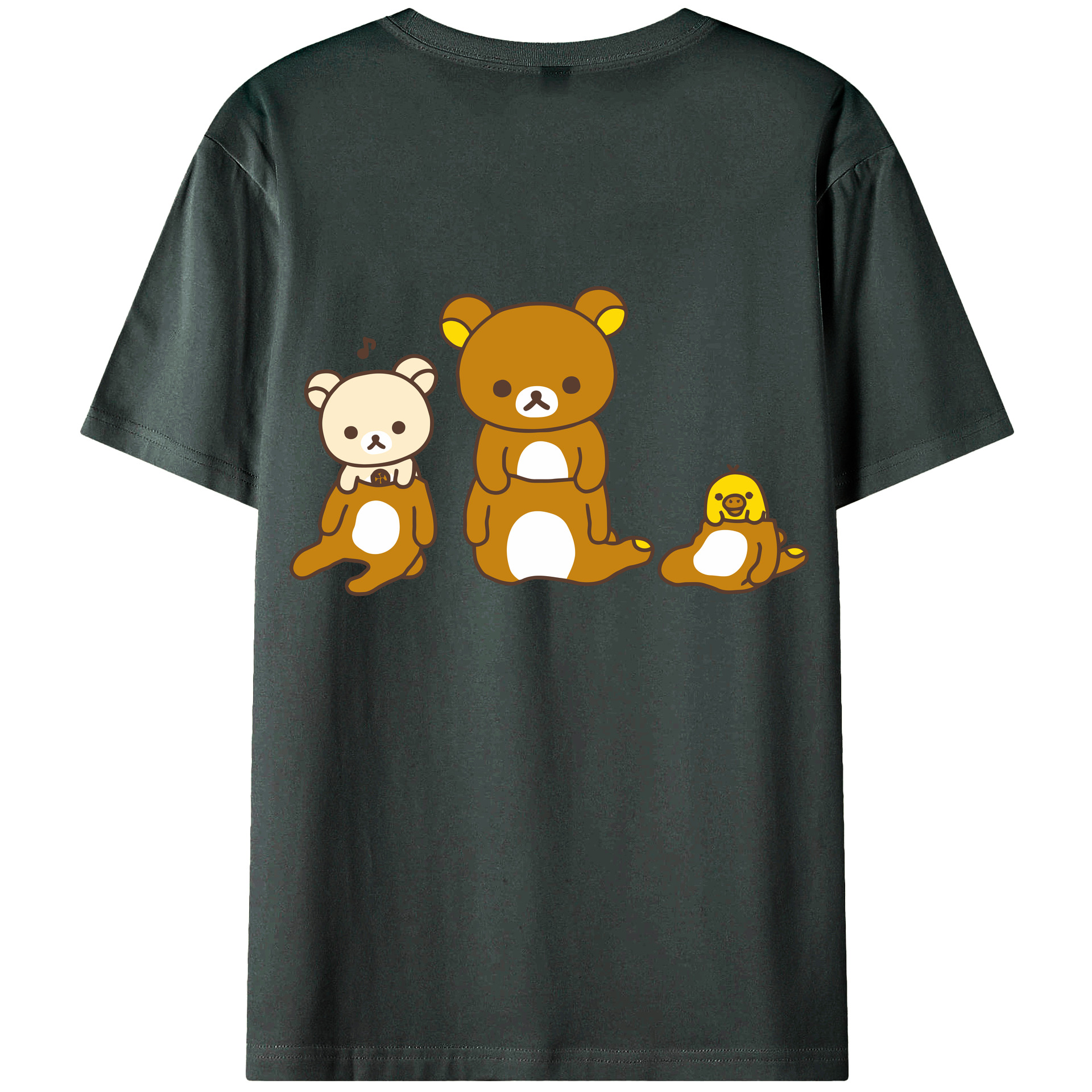 （画像用） リラックマ リラックマ キイロイトリ Rilakkuma Korilakkuma Kiiroitori 綿100％ メンズ半袖Tシャツ（バックプリント） 通気性